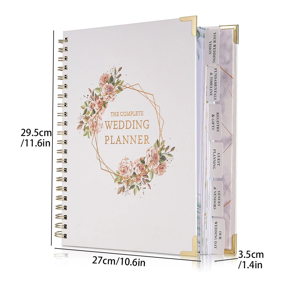 Bride's Wedding Planner&Organizer Wedding Planner Gold Foil Hardcover with Metal Corner+Countdown Calendar Engagement Diary Gift