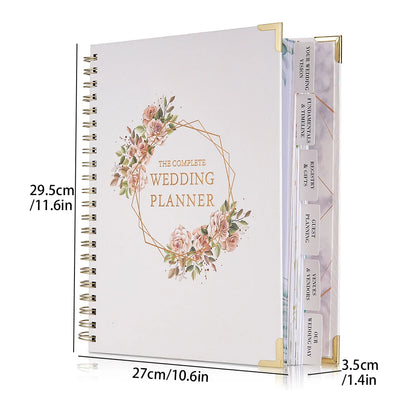 Bride's Wedding Planner&Organizer Wedding Planner Gold Foil Hardcover with Metal Corner+Countdown Calendar Engagement Diary Gift