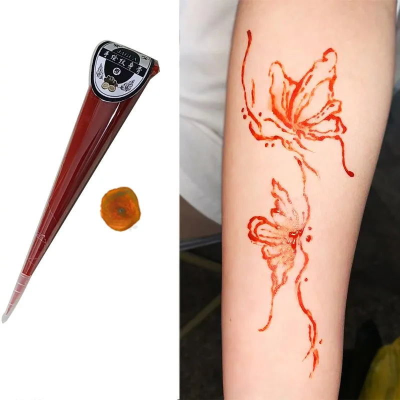 25g Indian Henna Dark Red Tattoo Paste Temporary Henna Cone For Tattoo Body Art Sticker Special Body Art Paint Henna