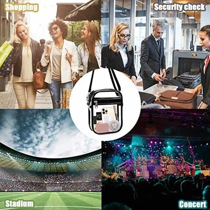 Clear Crossbody Purse Bag,Stadium Approved with Front Pocket for Concerts Sports Festivals Holiday Beach Waterproof Bag