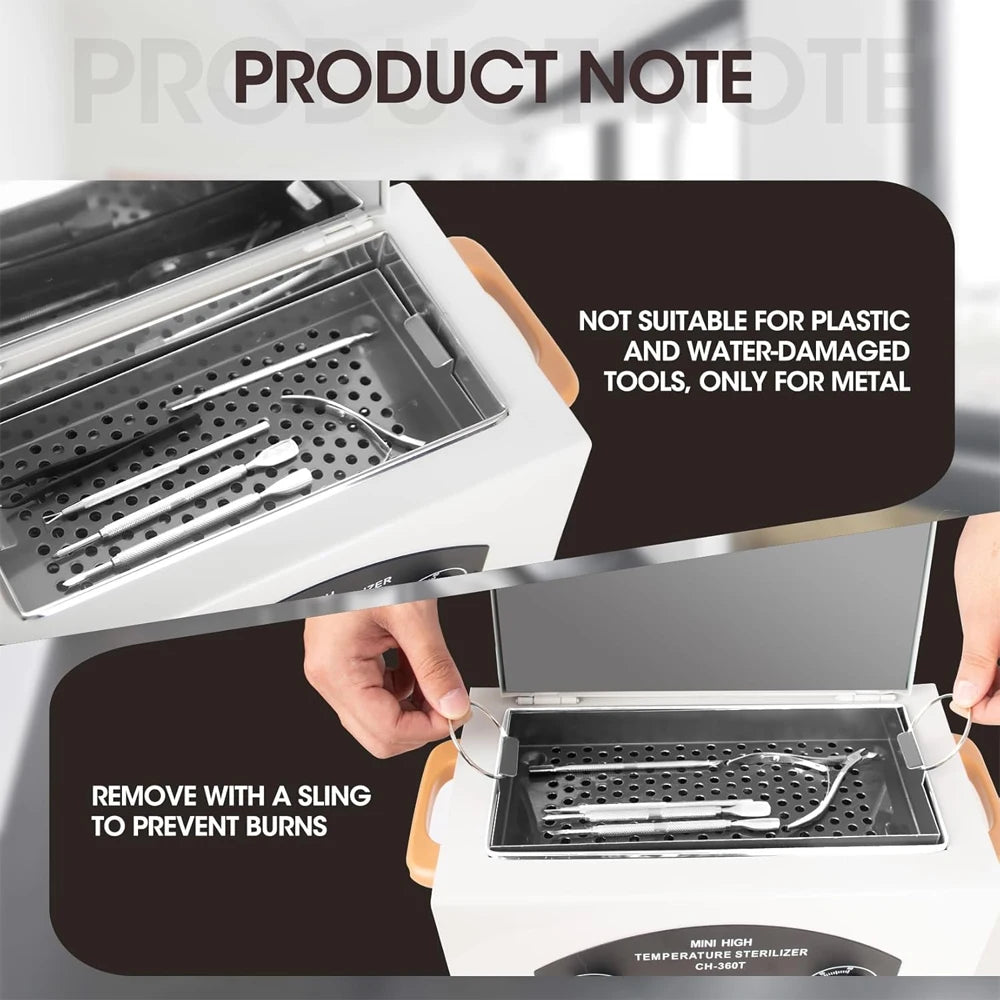 300W Nail Tool High Temperature Cleaning Box 1.5L With Timer Dry Heat Sterilizer For Sundry Beauty Hair Metal Tools With Handle