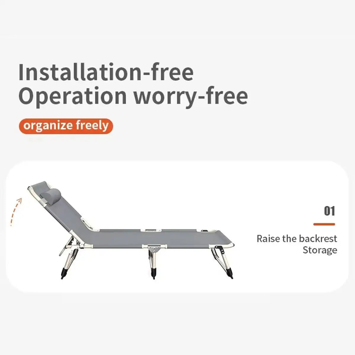 Foldable Sun Lounger Recliner Adjustable Back Rest Garden Indoor Folding Beds~