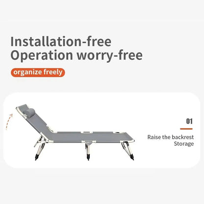 Foldable Sun Lounger Recliner Adjustable Back Rest Garden Indoor Folding Beds~