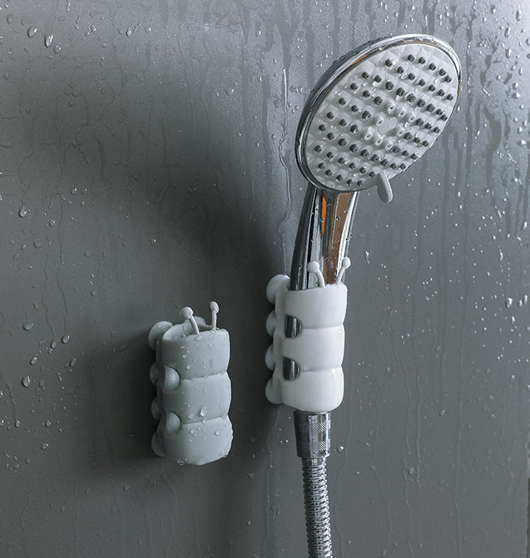 Saugnapfhalterung, Silikon-Duschkopfhalter, wiederverwendbar, abnehmbar, Wandregal mit fester Basis für Badezimmeraccessoires