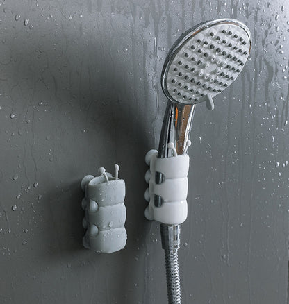 Saugnapfhalterung, Silikon-Duschkopfhalter, wiederverwendbar, abnehmbar, Wandregal mit fester Basis für Badezimmeraccessoires