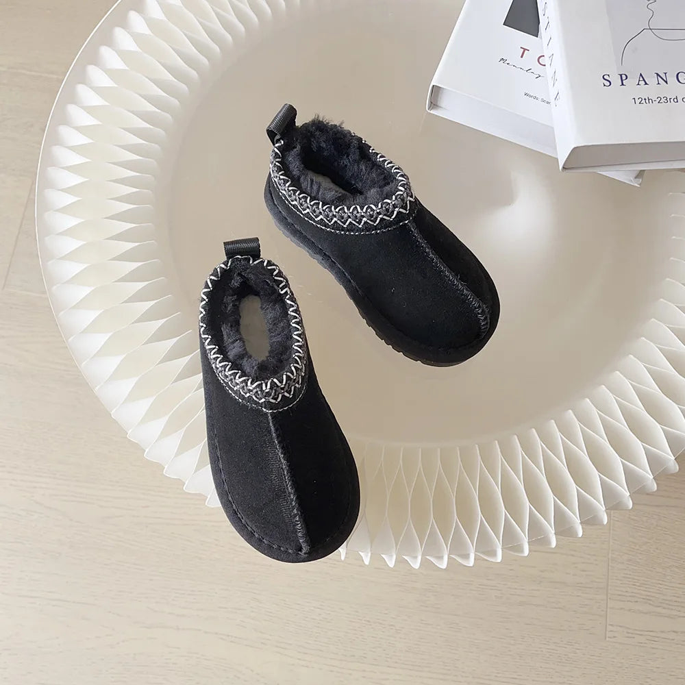 Kids Winter Slippers - Luxury Fur Lined Non-Slip Indoor Boots for Boys & Girls