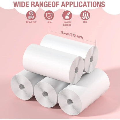 Kids Camera Instant Print Refill for Kids Instant Camera Thermal Printing BPA Free,57x25mm White Non-Adhesive Photo Print Rolls