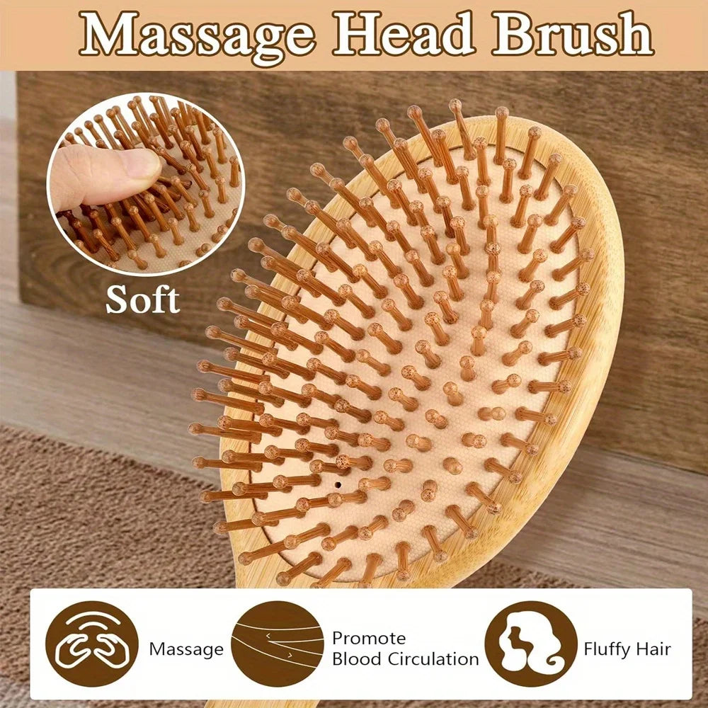 Natural bamboo paddle comb air cushion comb scalp massage anti-static tangle free comb,Special for real hair wigs