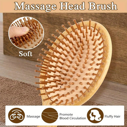 Natural bamboo paddle comb air cushion comb scalp massage anti-static tangle free comb,Special for real hair wigs