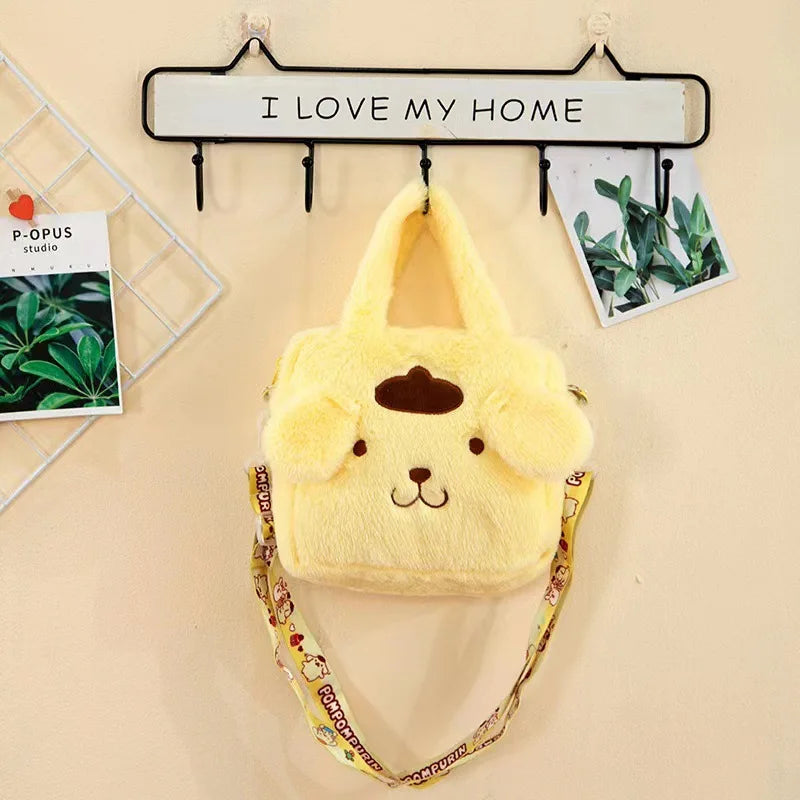 Hello Kitty Sanrio Plush Bag Kuromi Melody Cartoon Anime Portable Handbag Crossbody Cosmetic Kawaii Storage Bag Women Girls Gift