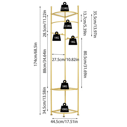 Freestanding Coat Rack with Shelve, Heavy Duty Corner Clothes, Hat Clothes Hall, Tree Stand, Gold Metal, Bedroom, Hallway
