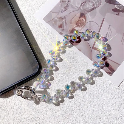 Colorful Mobile Phone Lanyard Chain Stylish Glitter Crystal Bead Pendant Keychain Jewelry Bag Accessories Sparkle Key Chains