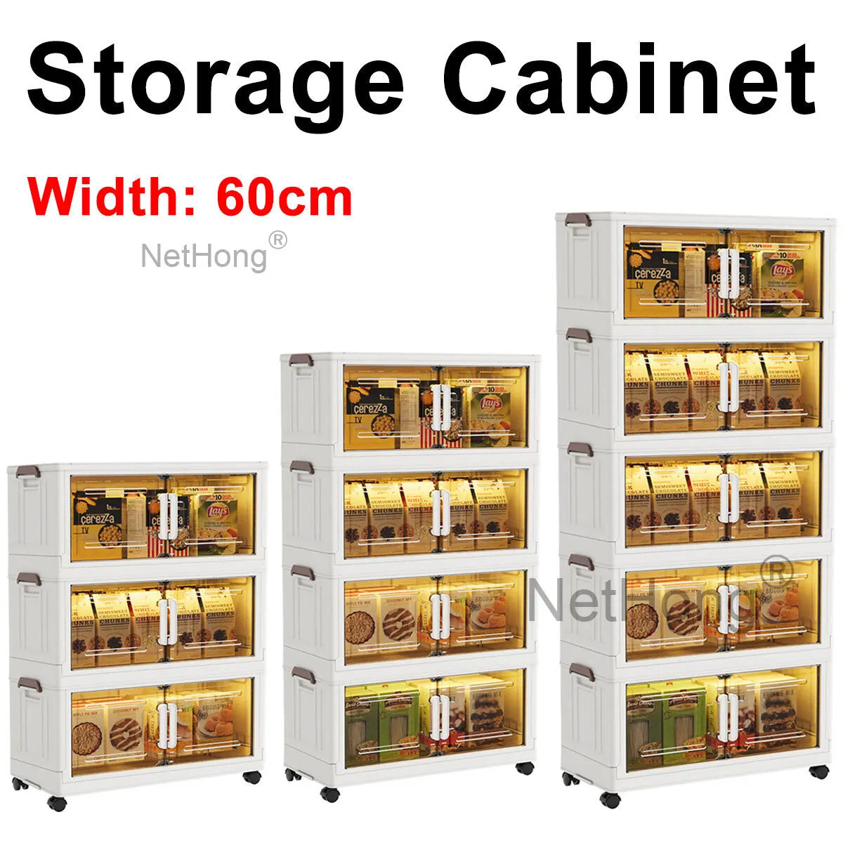 3/4/5 Tier Stackable Foldable Storage Organizer Folding Closet Bins With Lid&Wheels