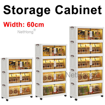 3/4/5 Tier Stackable Foldable Storage Organizer Folding Closet Bins With Lid&Wheels