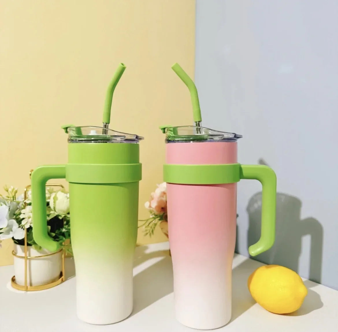 New Insulated Cup Bingba Cup 304 Stainless Steel Water Cup for Girls with Straw Large Capacity 1.2L