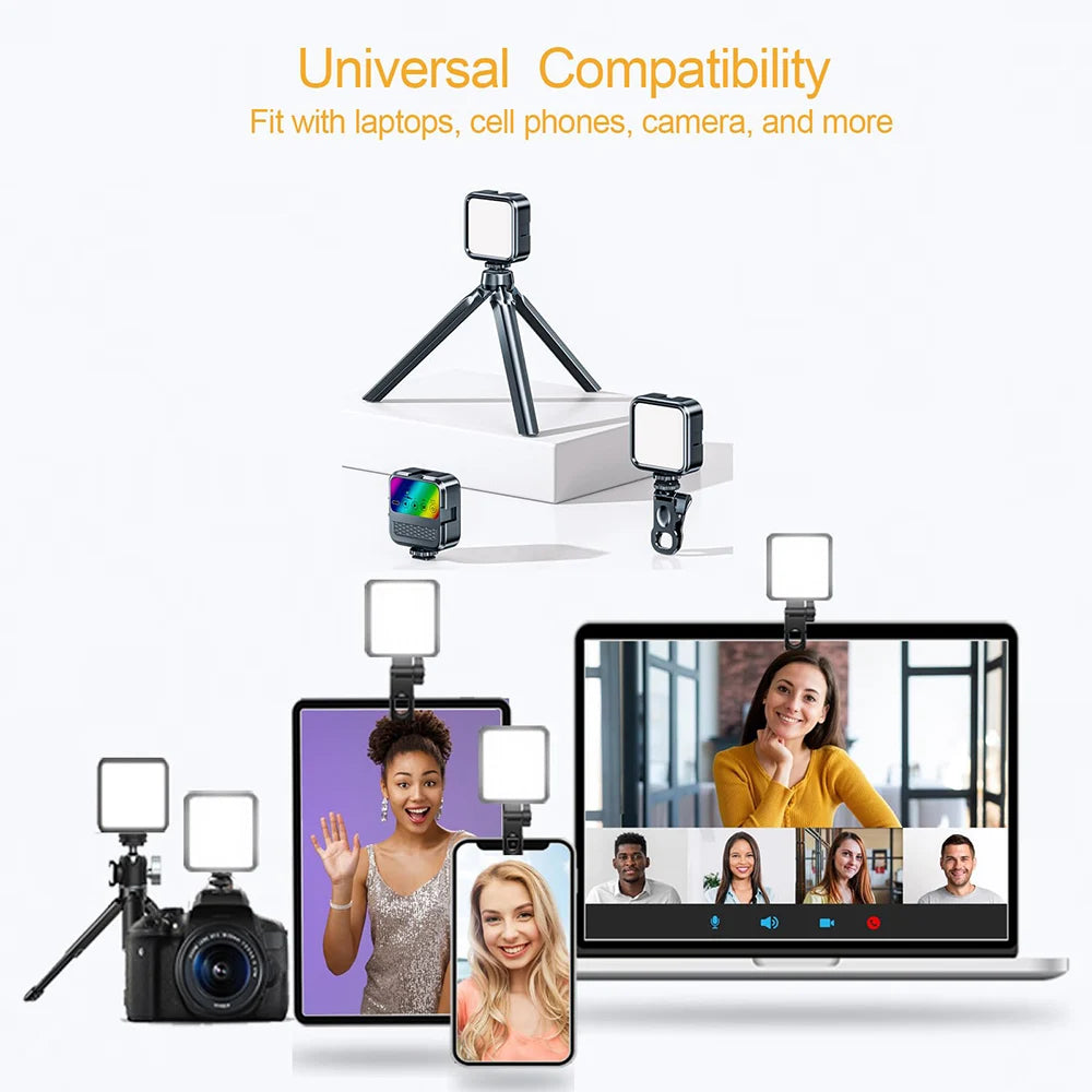 Portable LED Selfie Light for iPhone Samsung iPad Mobile Phone Laptop Clip Rechargeable Flash Fill Photo Video Photography Lamp