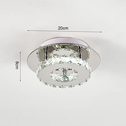 KOMORE Modern Small Crystal LED Ceiling Light, Square / Round for Office, Living Room, Bedroom, Kitchen, Hallway