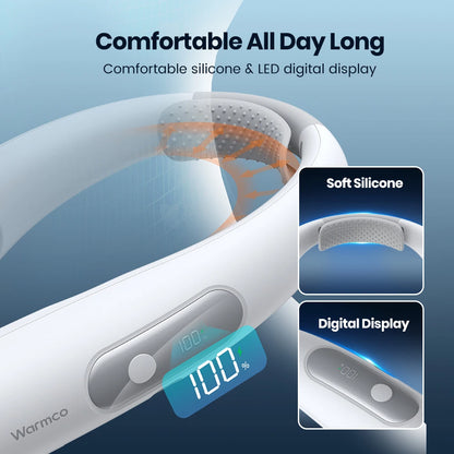 Warmco 10000mAh Portable Neck Fan 4-Speed Rechargeable Personal Fan 360° Cooling, 24H Runtime Wearable Fan for Office/Gym/Travel