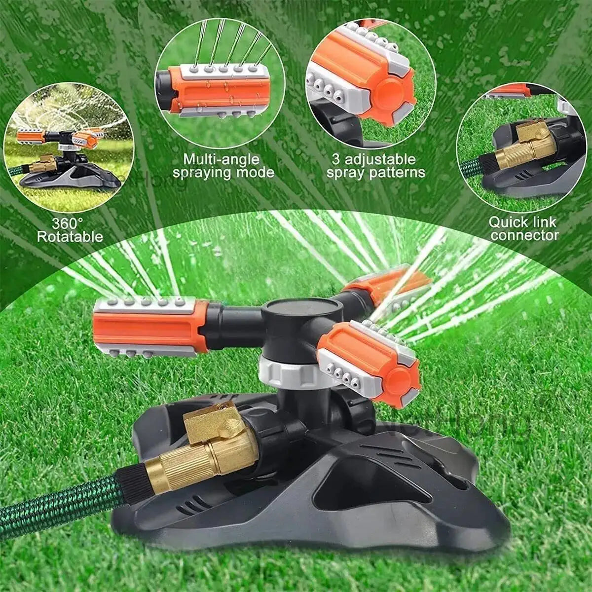 360° Water Sprinkler Lawn Irrigation Automatic Rotating For Garden Watering UK
