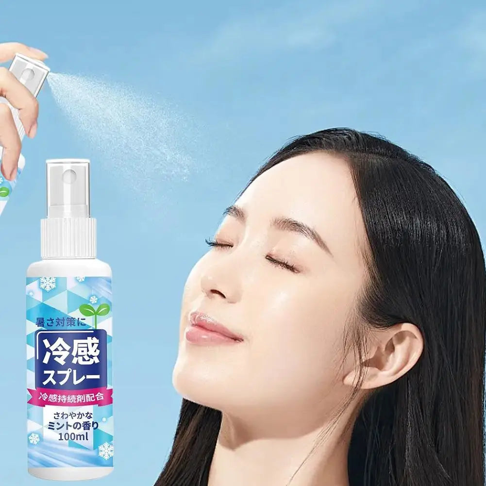 100ml Summer Cooling Spray Portable Ice Feeling Clothing Training Relief Long-lasting Hydrating Cool Spray For Face& Body Bottle
