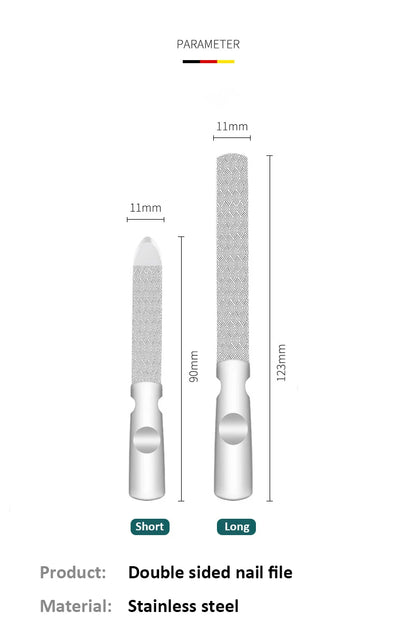 1Pcs Stainless Steel Nail Files High-Quality Double SidedManicure Pedicure Grooming For Professional Finger Toe Nail Care Tools