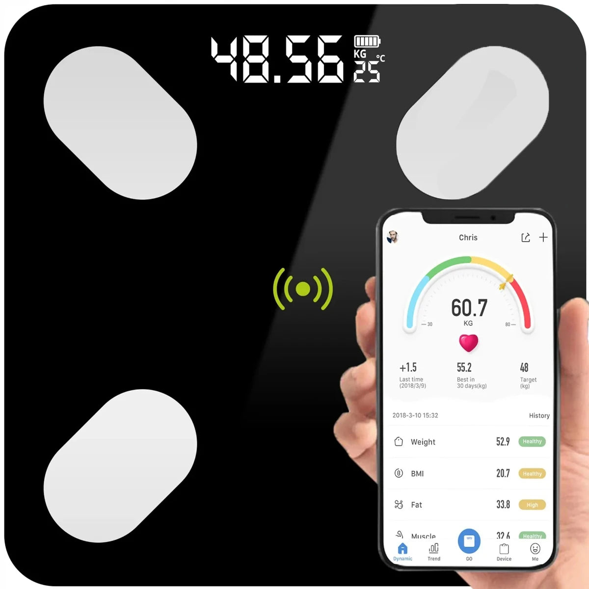 Digital Bathroom Scales 180KG Body Weight Weighing Scale LCD Electronic Black