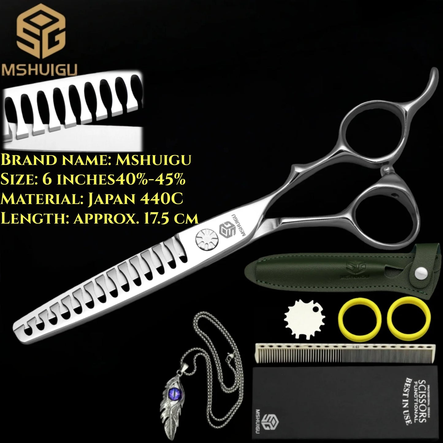 MSHUIGU professional barber Small size scissors 440C 5-5.5-6inch Multifunctional thinning shears Salon Tool Accessories