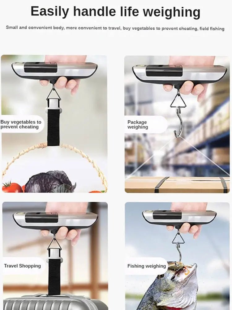 IHOYI Portable Electronic Scale, Household Small 50kg Portable Mini Spring Hook Weighing, High-Precision Luggage Weighing Device