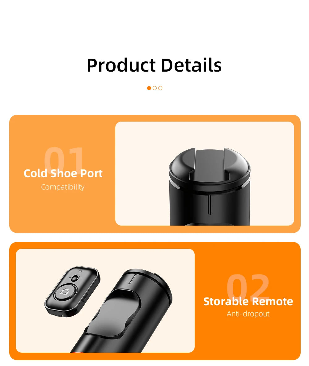 Selfie Stick with Wireless Bluetooth Remote, Portable 72 Inch Aluminum Alloy Selfie Stick Phone Tripod for iOS Android Cellphone
