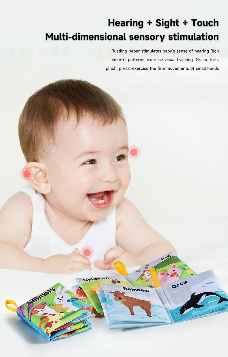 Children Early Educational Toys Rustle Sound Soft Cloth Book Fruits Animal Numbers Food Means of Transportation Cognition Toys