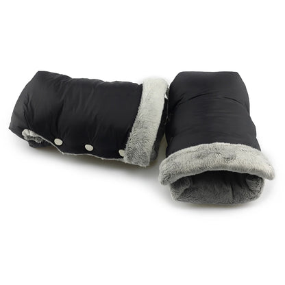 2pcs Black Waterproof Pram Stroller Warm Gloves Mitten Winter Hand Muff Baby Stroller Mitten Winter Warm Stroller Accessories