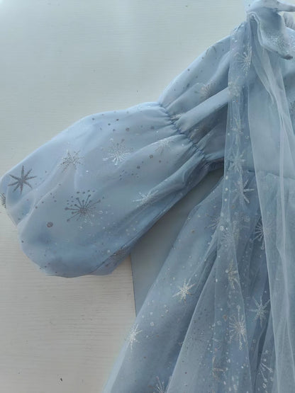 Girl's Elsa Frozen Princess Dress Long Sleeve Gown Elegant Costume for Baby Girl Birthday Party One-piece Dresses 3-9 Years Old