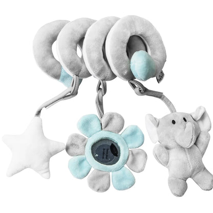 Newborns Spiral Hanging Activity Stroller Toy Baby Carseat Toy Black & White Lion Koala Rattle  for Crib Mobile Sensory Toy Gift