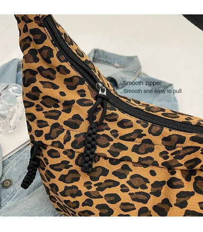 Leopard Print Crossbody Bags for Women Corduroy Casual Shoulder Tote Bags Ladies Sac A Main Femme Designer Luxury Handbags 2024