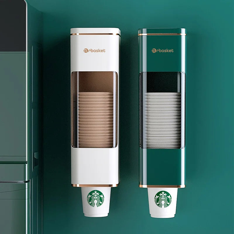 Disposable Cup Holder Cup Extractor Wall Mounted Non Perforated Dust-Proof Moisture-Proof Storage Rack
