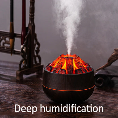 Charcoal Flame Humidifier, Aromatherapy Essential Oil Diffuser, 300ml Mist Ultrasonic Humidifier for Bedroom,Office Night Light