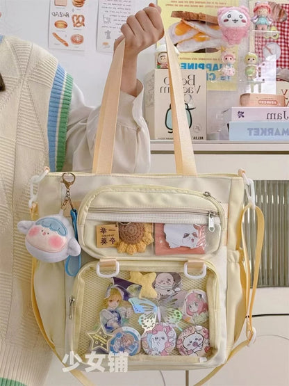 Japanese Transparent Ita Bag Handbag Women Anime Portable Large Capacity Girls Shoulder Tote Bag Nylon Crossbody Bags ItaBag