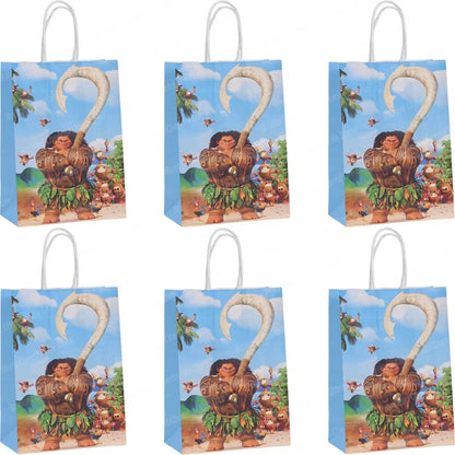 6/12Pcs Disney Moana Gift Bags Ocean Princess Birthday Party Paper Candy Treat Goody Bag Girls Favors Baby Shower Decorations