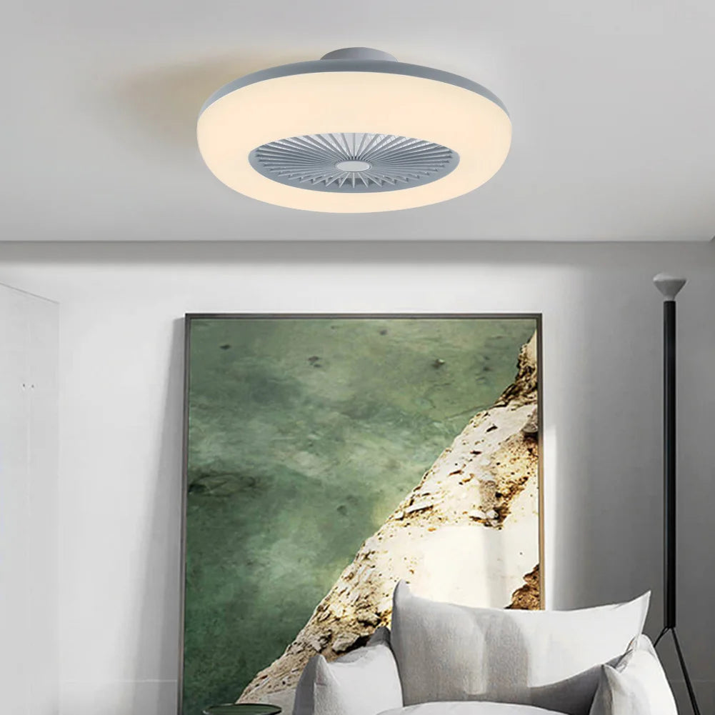 KOMORE Round Acrylic LED Ceiling Light Fan with Remote Control 3 Colour Temperature Memory Functions for Office, Living Room