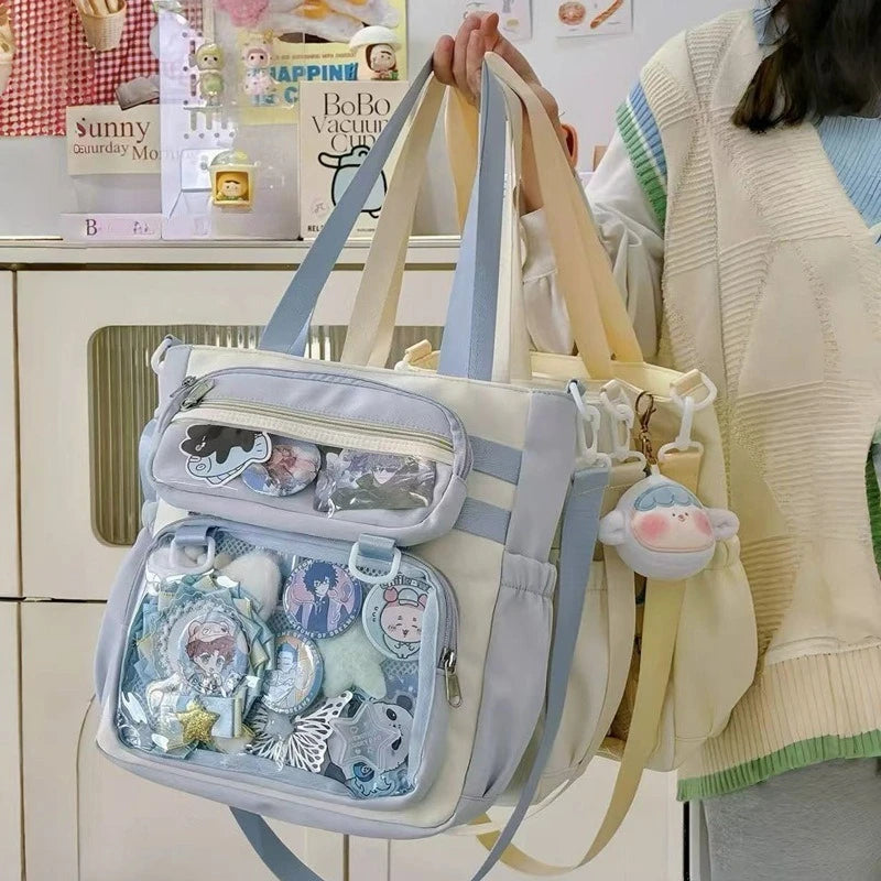 Japanese Transparent Ita Bag Handbag Women Anime Portable Large Capacity Girls Shoulder Tote Bag Nylon Crossbody Bags ItaBag