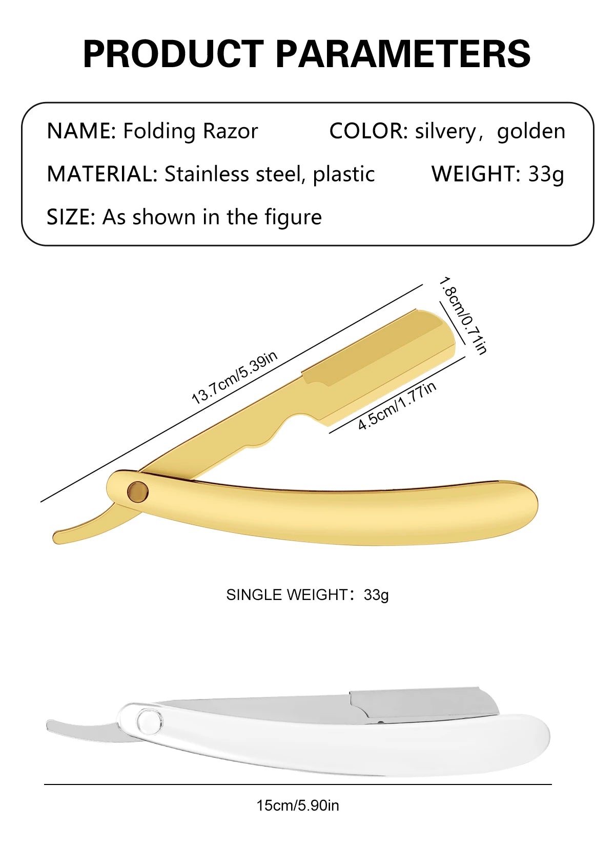 Professional Barber Razor Folding Shaving Knife Manual Beard Beard Cut Razors Holder For (No Shaving Blade) Salon Removal Tools