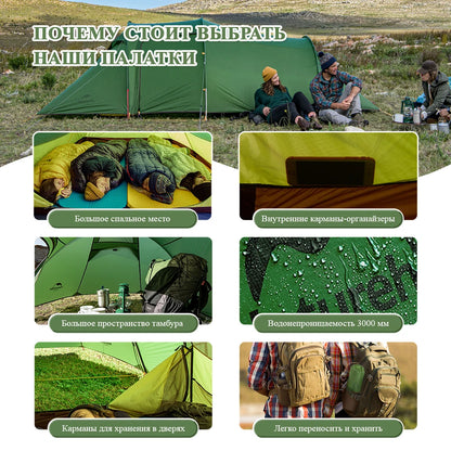 Naturehike Opalus 2 3 4 Tent 2 3 4 Person Hiking Tent 4 Season Tent Ultralight Family Travel Tent 20D Waterproof Camping Tent