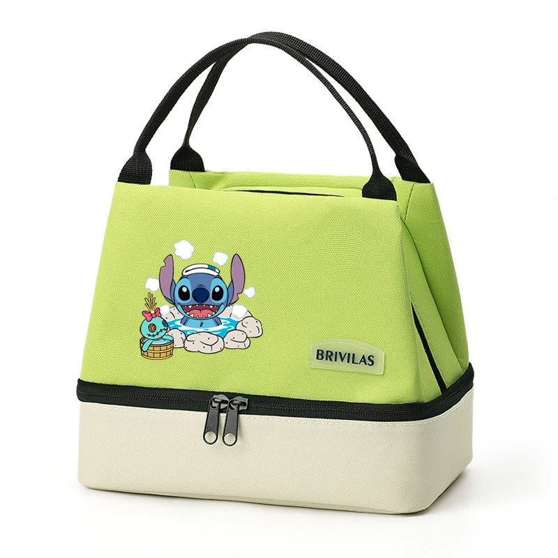 Isolierte Lunchtasche von Stitch, tragbare Aufbewahrungstasche für Lunchboxen, faltbare, isolierte Kühltasche, ideal für Büro, Schule und Picknick