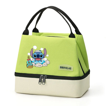 Isolierte Lunchtasche von Stitch, tragbare Aufbewahrungstasche für Lunchboxen, faltbare, isolierte Kühltasche, ideal für Büro, Schule und Picknick