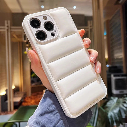 Colorful Down Jacket pattern silicon phone case for iPhone 16 15 14 13 12 11 Pro Max Plus full camera shockproof soft back cover