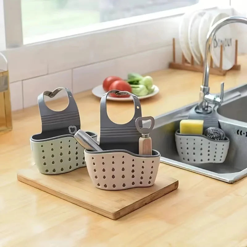 Kitchen Sink Storage Hanging Basket Plastic Dishwashing Sponge Hanging Bag Pool Drain Rack Storage Rack Faucet Drain Basket