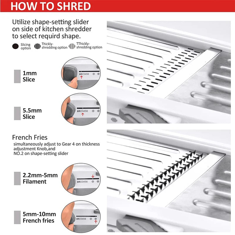 LMETJMA Ultra Sharp Mandoline Slicer Upgraded Vegetable Slicer Kitchen Adjustable Thickness Food Cutter Slicer Dicer KC0450