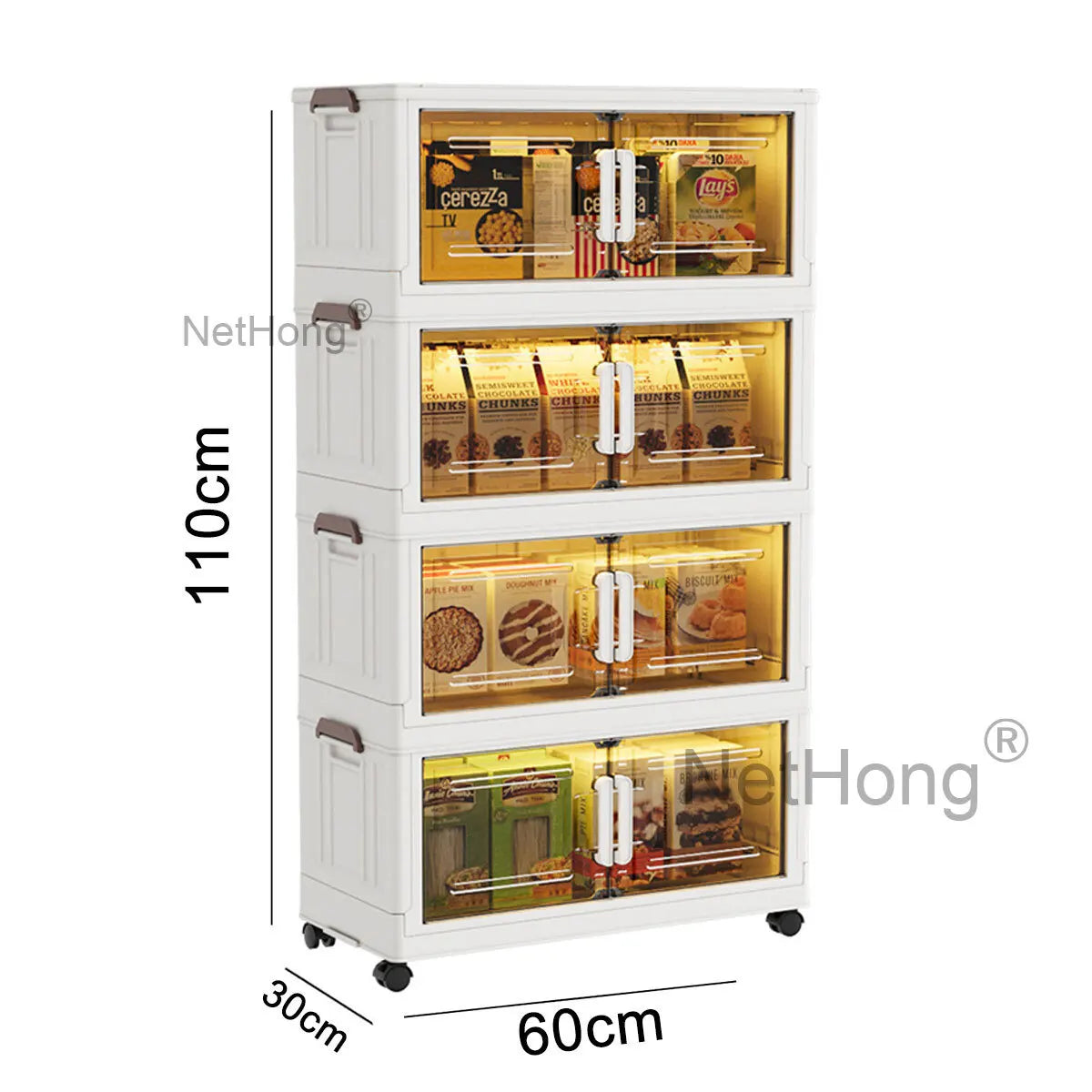 3/4/5 Tier Stackable Foldable Storage Organizer Folding Closet Bins With Lid&Wheels