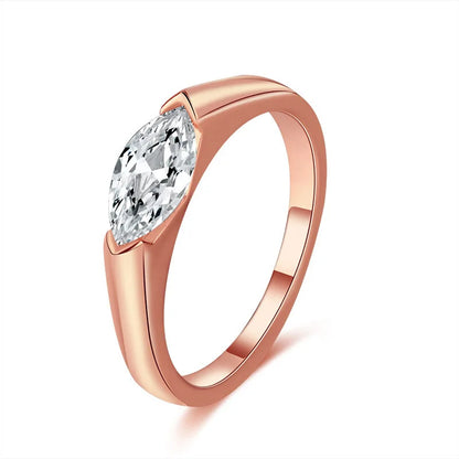BXINY 1CT Marquise Cut Moissanite Ring S925 Silver Plate 18K Gold for Women Solitaire Diamond Wedding Band Gift Jewelry with GRA