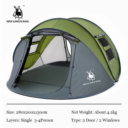 HUI LINGYANG throw tent outdoor automatic tents throwing pop up waterproof camping hiking tent waterproof large family tents